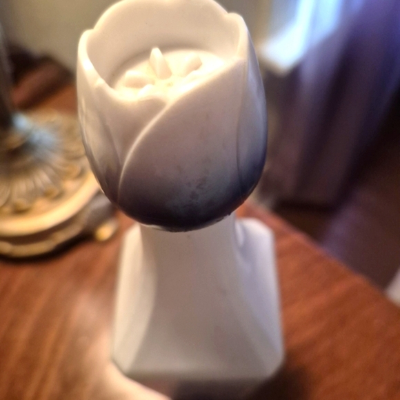 Vintage Vandermint Glass Liquor Bottle Delft Blue Windmills on White 11" Empty - Picture 4 of 9